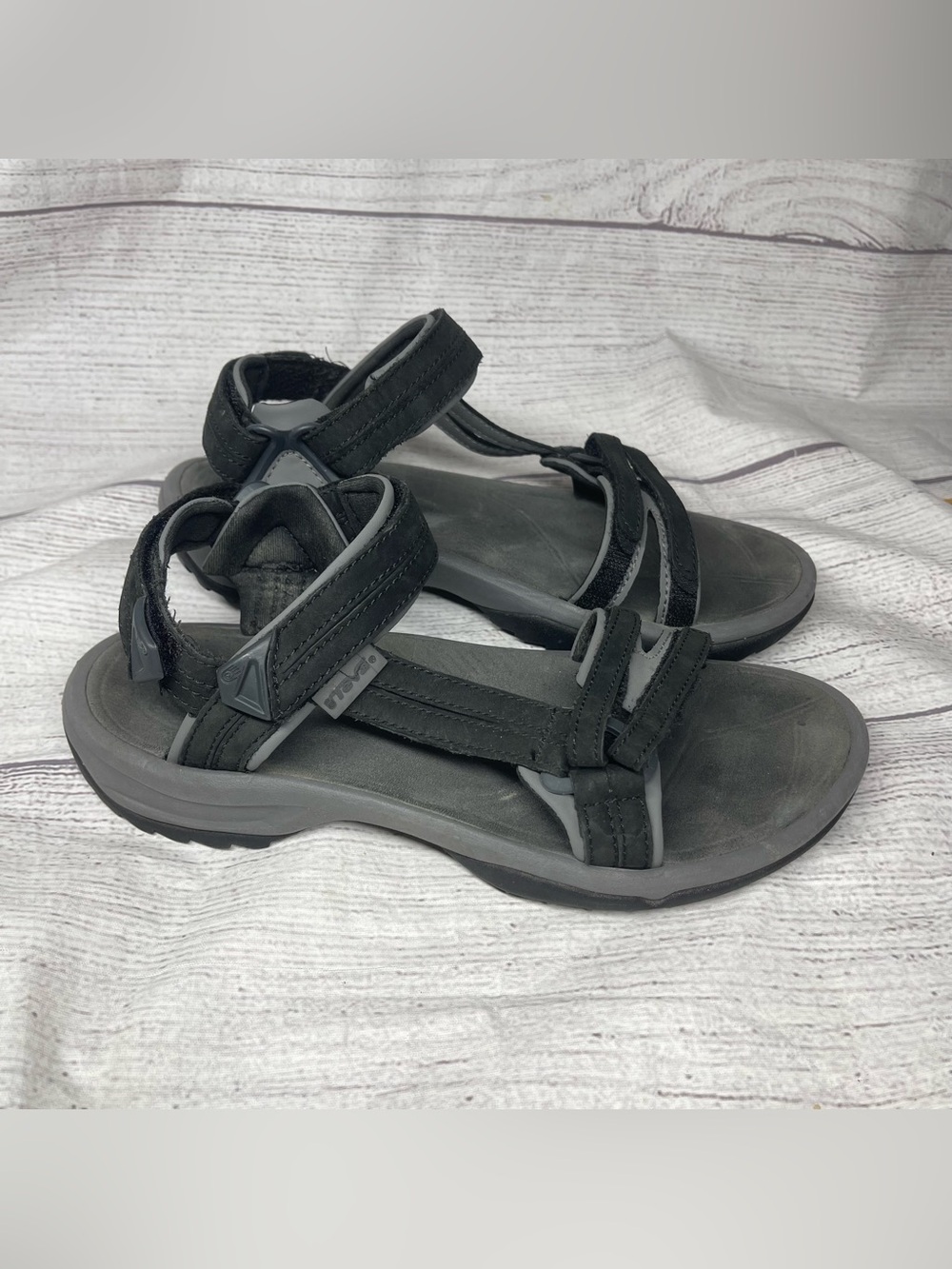 TEVA Terra Fi Lite Women's 8 Black Leather Sandals